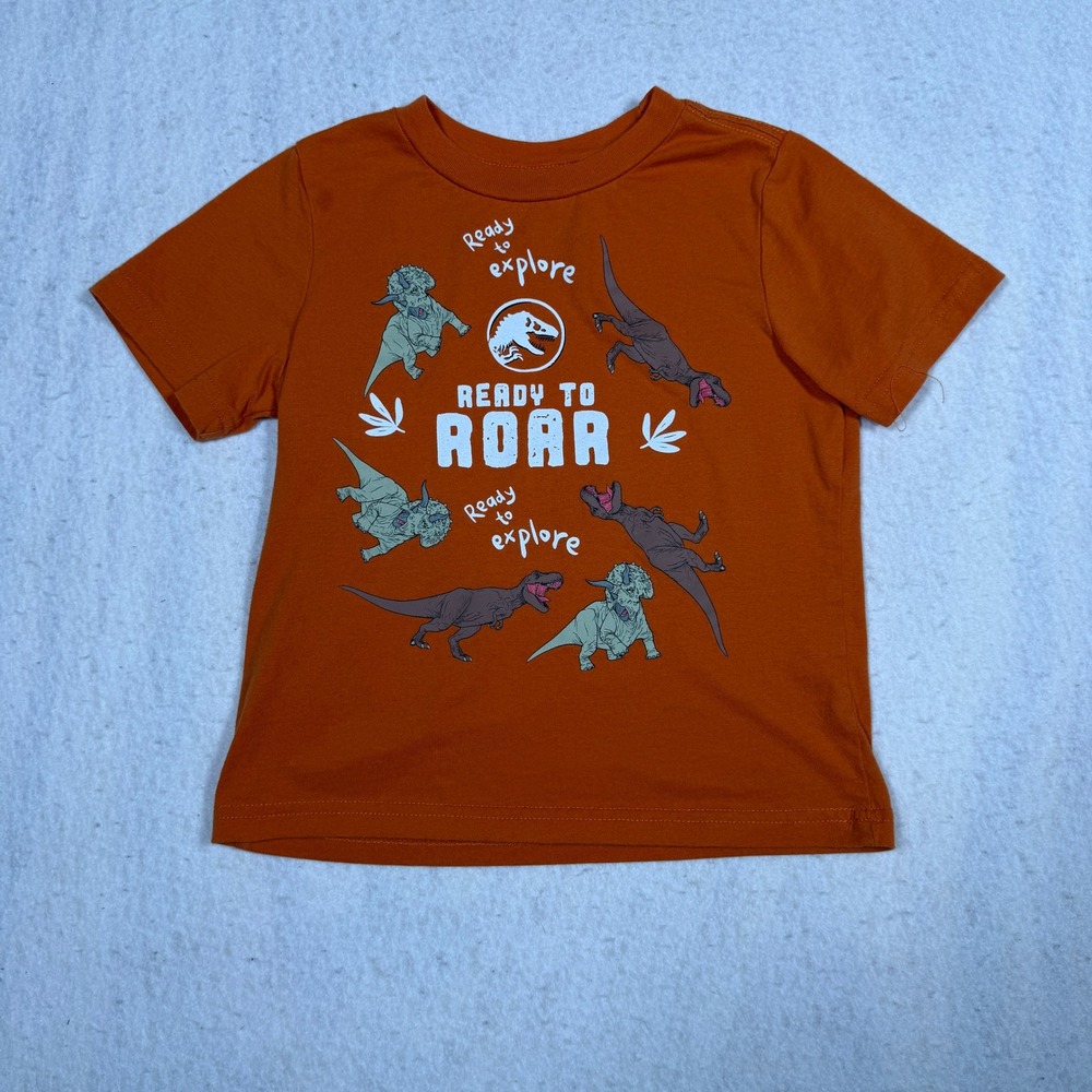 Jurassic World Boys Orange Ready to Roar Dinosaur Graphic T-Shirt 4T